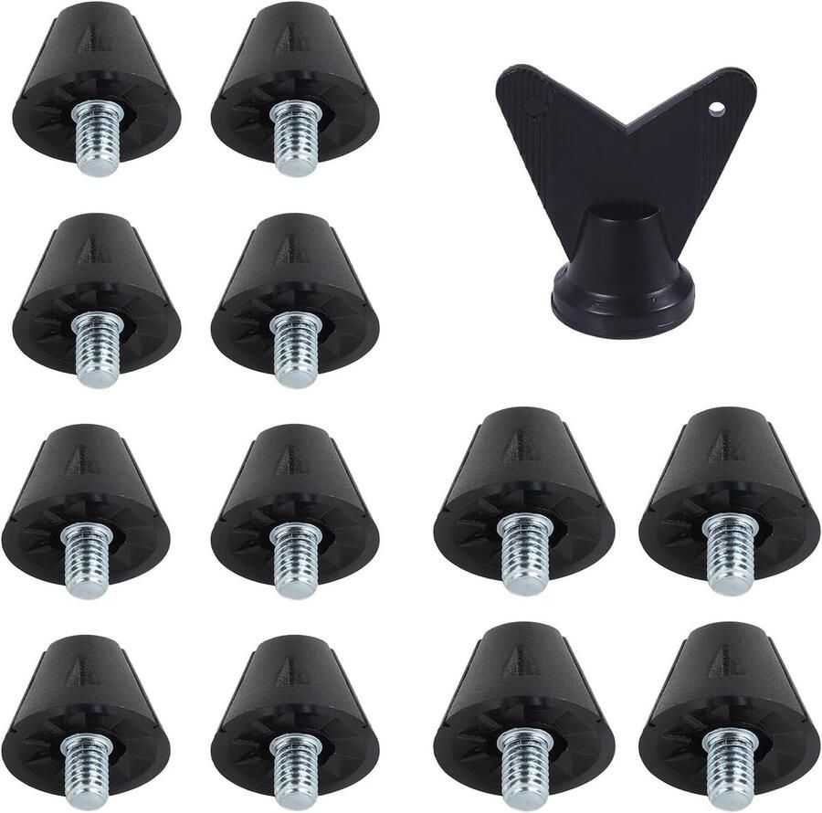 Gosknor 12pcs Football Shoe Buttons 13mm and 16mm Football Boots Replace t Spikes with Nail Remover Rugby Football Screw-In Plasti Iron Spikes for Outdoor Sports Training