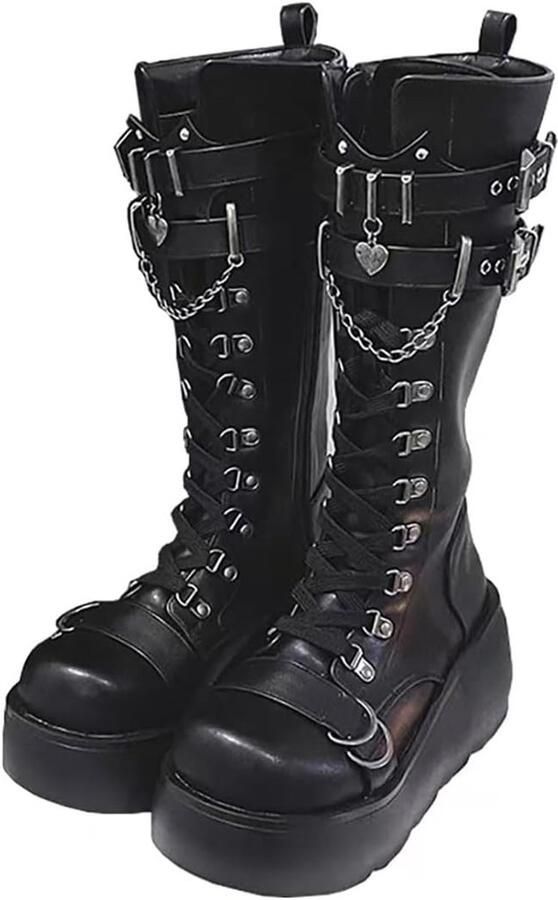Gothi enkellaarsjes voor dames met vleermuisvleugelgespen dikke blokhakken ronde neus rits punk motorlaarzen comfortabel kort gothic booties