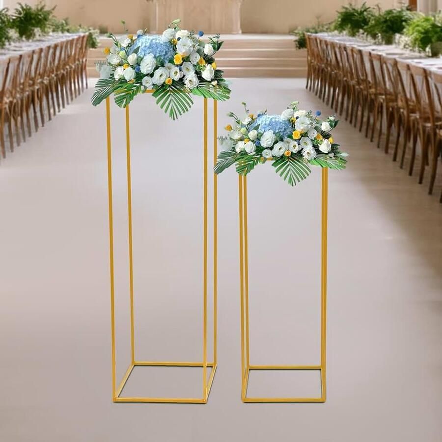 Goud metaal huwelijk: 2 stuks 80 & hoge gouden vaas voor bruiloft tafelopzetstukken geometrische bloemenvaas voor tafelopzetstuk verjaardag feestdecoraties
