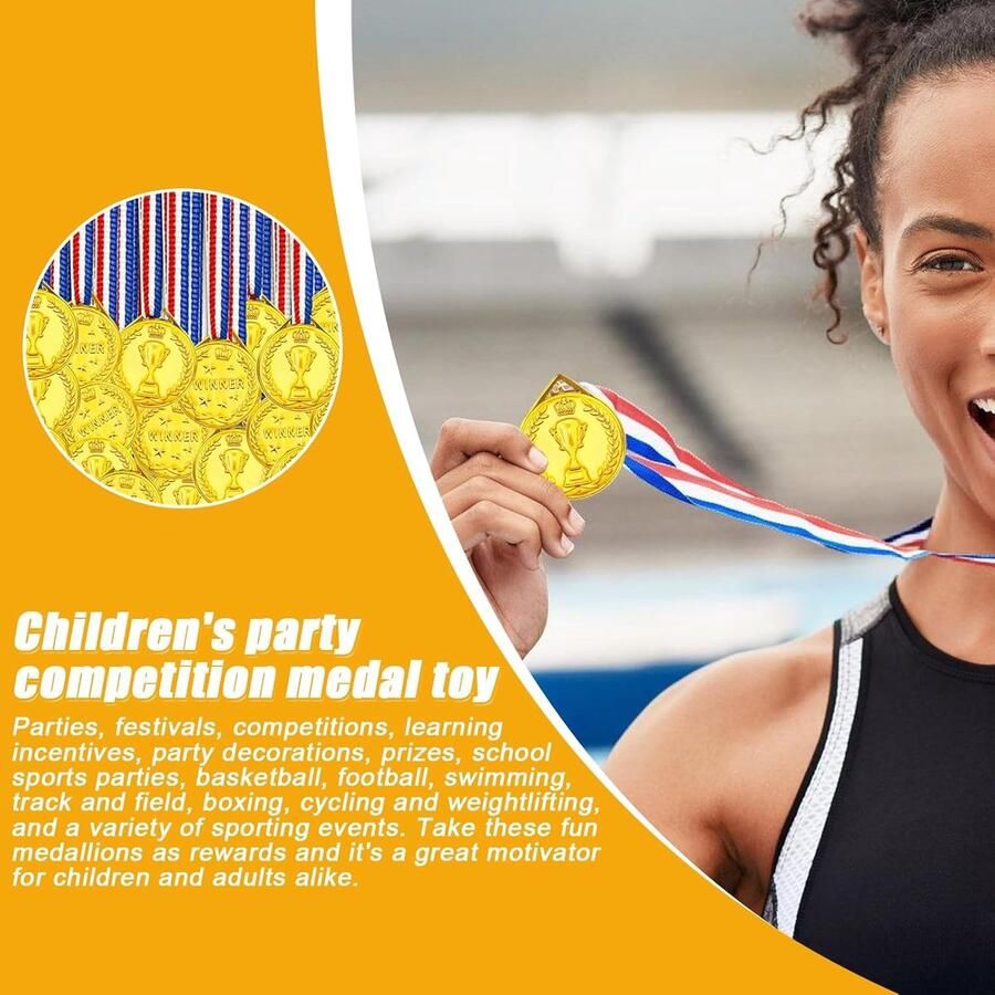 Gouden medaille voor kinderen 100 stuks gouden medailles voor winnaars goudkleurige medailles voor kinderen feestgunsten en sportprijzen (trofeepatroon)