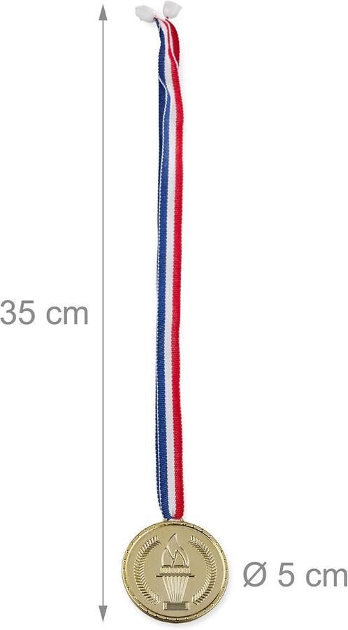 Gouden medaille voor kinderen set van 12 stuks met afbeelding van fakkel om overwinningen te vieren Ø