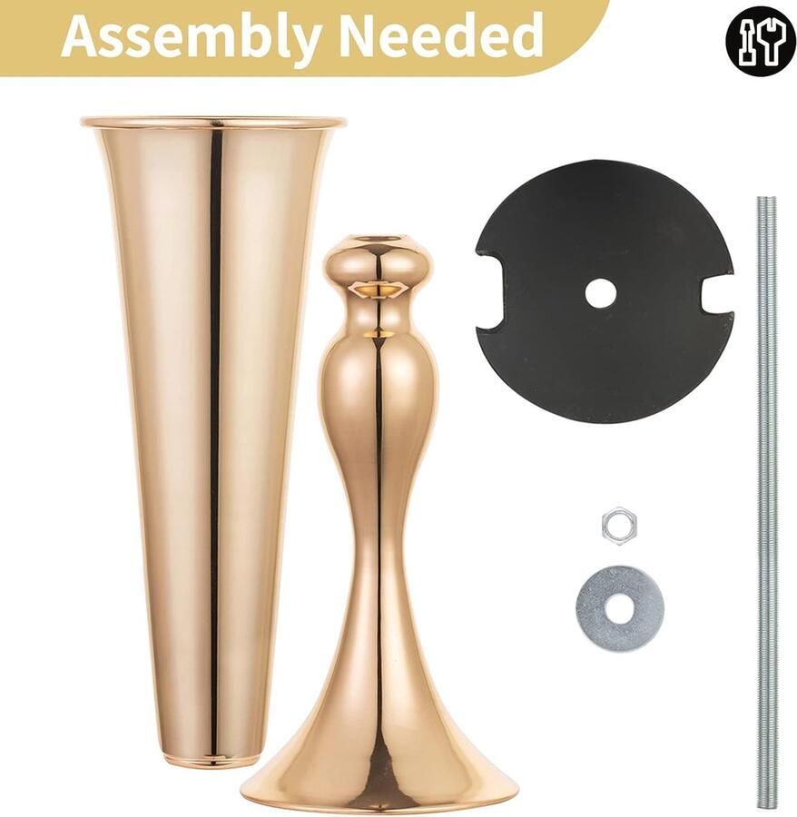 Gouden vaas voor bruiloft centerpieces: 10 stuks hoge bloem trompet vazen metalen standaard voor gouden bruiloften tafel centerpieces verjaardagsfeestje verjaardag decoraties