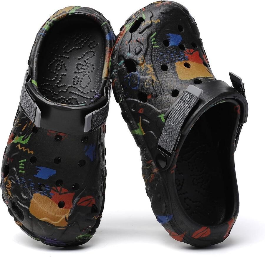 Graffiti-klompen voor en heren: atletische pantoffels waterdichte strandsandalen modieuze huisschoenen met antislip rubberen zool