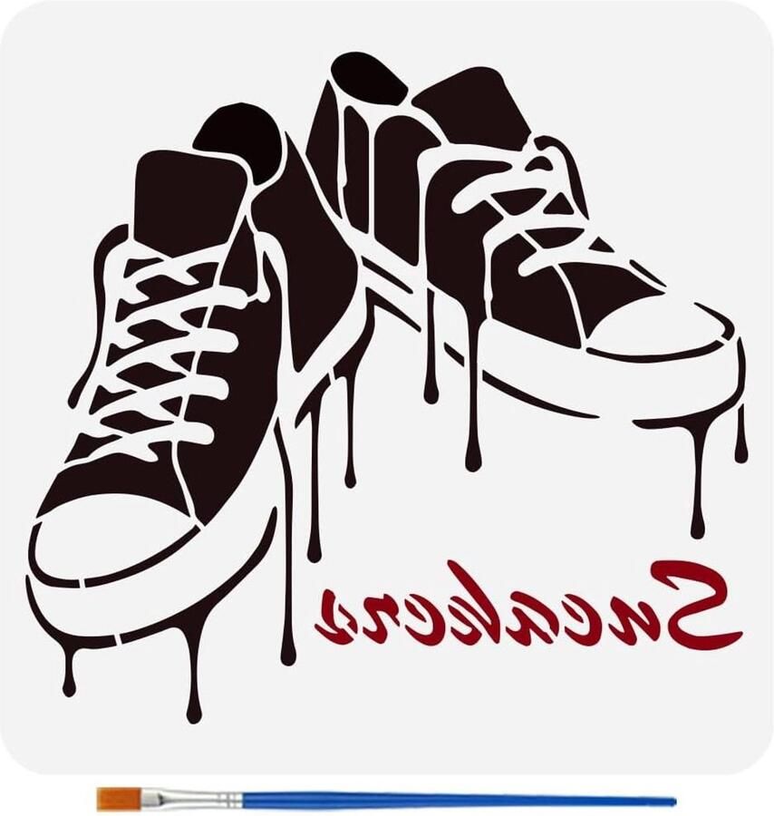 Graffiti Sjablonen voor Sneakers met Borstel 30x Herbruikbare Patroon Sjablonen voor Schoenen Houten Muren en Meubels Creatieve Decoratie en DIY Projecten