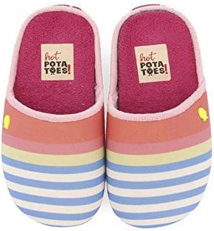 Grappige en Comfortabele Dames Slippers met Kleurrijke Strepen