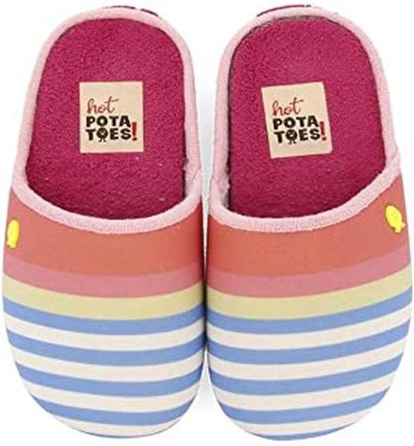 Grappige en Comfortabele Dames Slippers met Kleurrijke Strepen