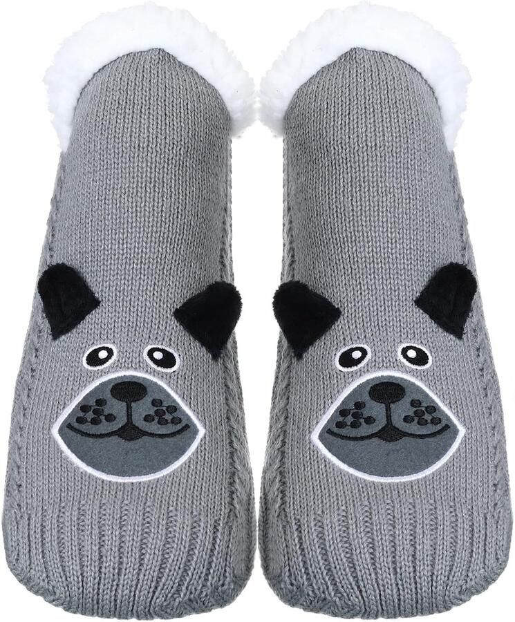 Grappige Slipper Sokken met Hond Tekenfilm voor Vrouwen Winter Warme Pluizige Huissokken Gezellige Zachte Antislip Knuffelsokken Huttensokken Pantoffelsokken Geschenken