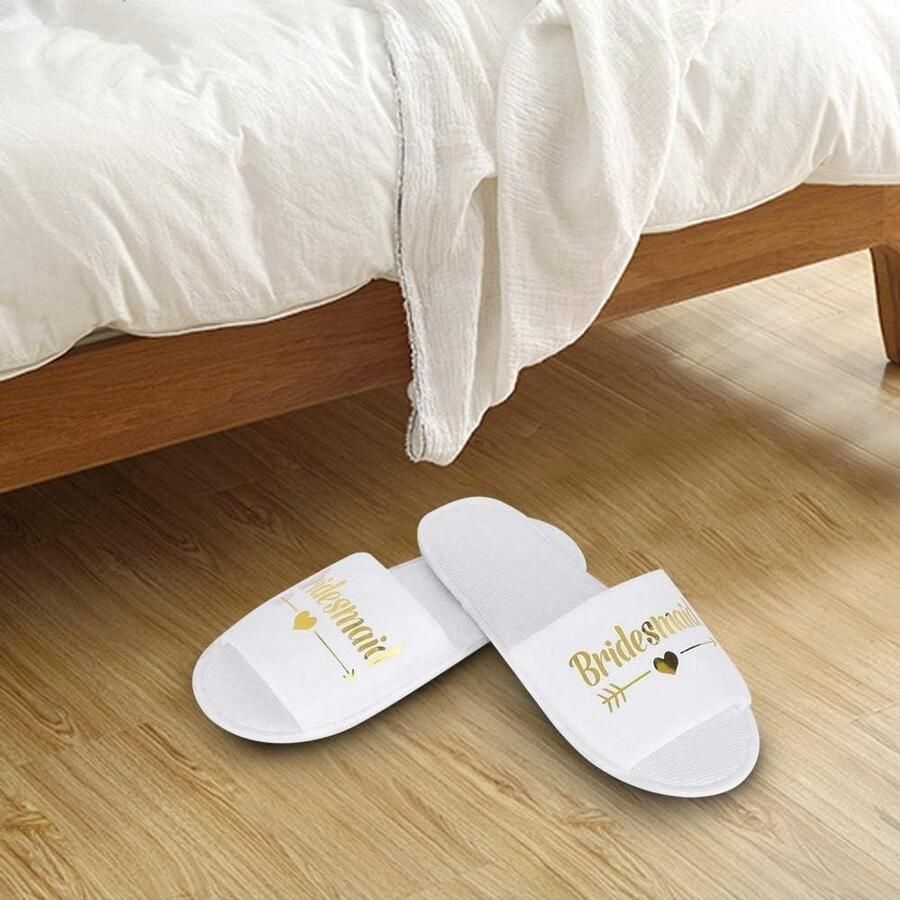 EGoods Set van 3 paar witte bruids spa slippers met dikke zolen Ideaal voor bruiloftsgeschenken Comfortabele schoenen met maten van x