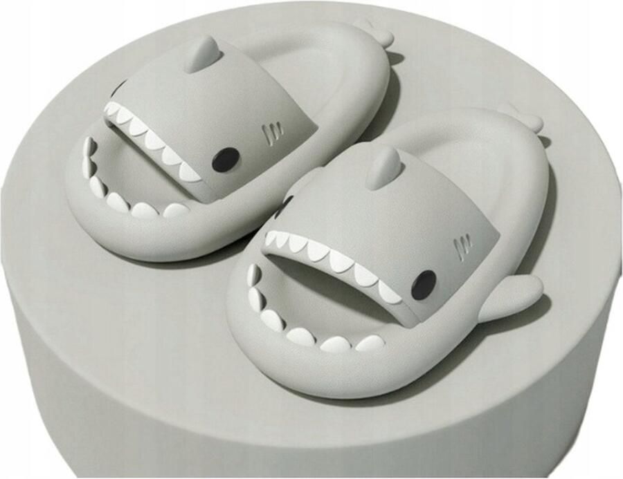 Grijze Shark Slippers Antislip Zwembad & Strand Schoenen