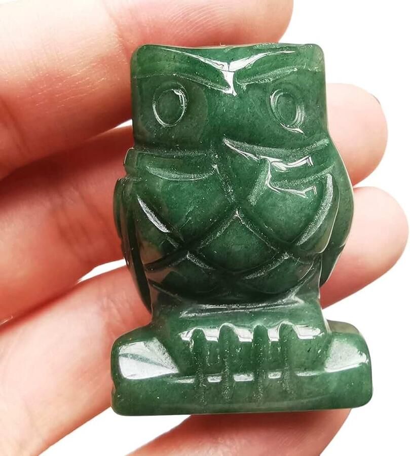 Groene aventurijn uilenkristallen en helende stenen figuren verzamelst mm kantoordecoratie edelsteen