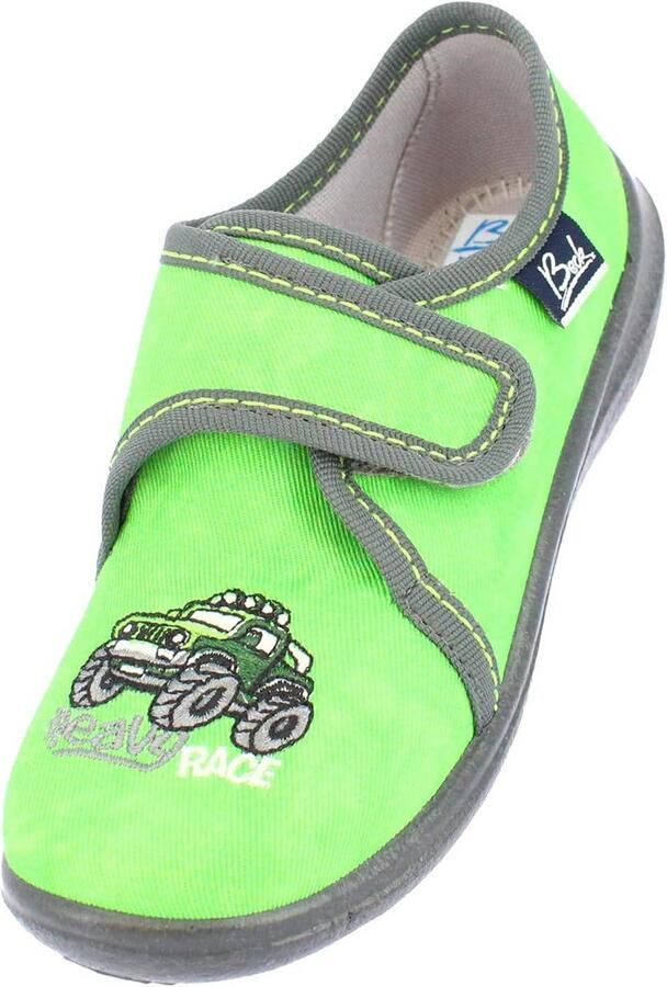 Groene Monstertruck Pantoffels voor Jongens met Klittenband