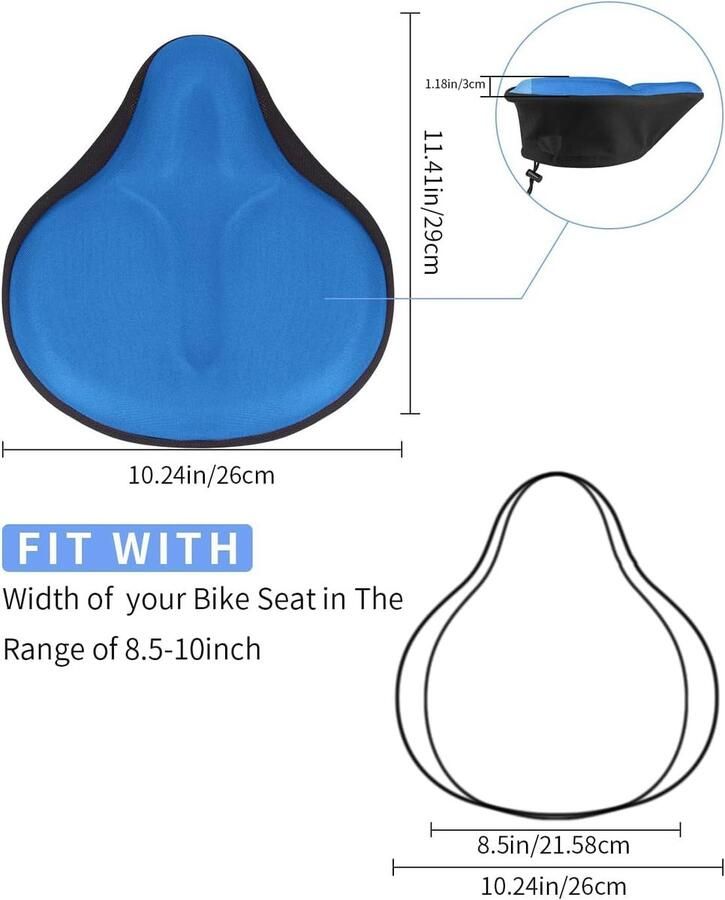 Grote gel fietsstoelhoes zacht gevoerd kussen voor nen en comfortabele fietsaccessoires gel stoelhoes voor buiten en binnen fietsen (blauw)