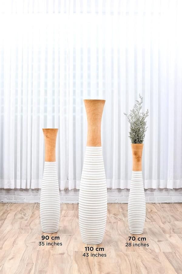 Grote Vloervaas Mangohout voor Pampasgras & Droogbloemen Decovaas voor Woonkamer voor Takken & Droogbloemen. Sterker dan Keramiek zonder Water. Boho