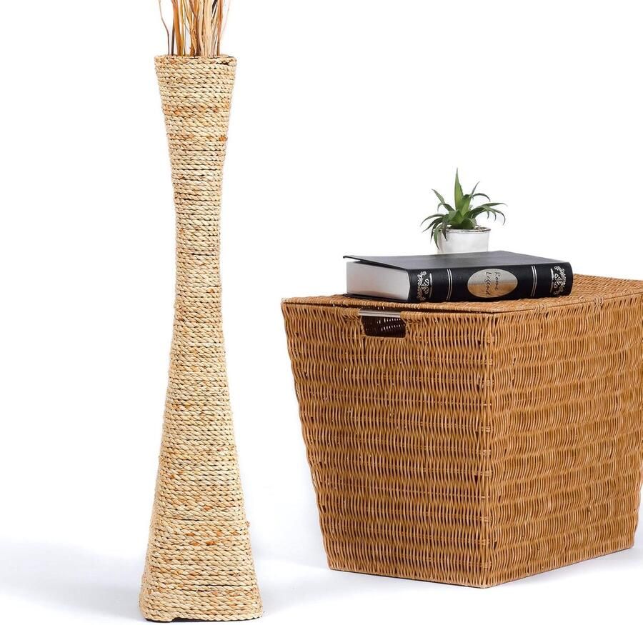 Grote Vloervaas Waterhyacint voor Woonkamer Decovaas voor Woonkamer voor Pampas & takken. Natuurvezel zonder water. Boho & coastal