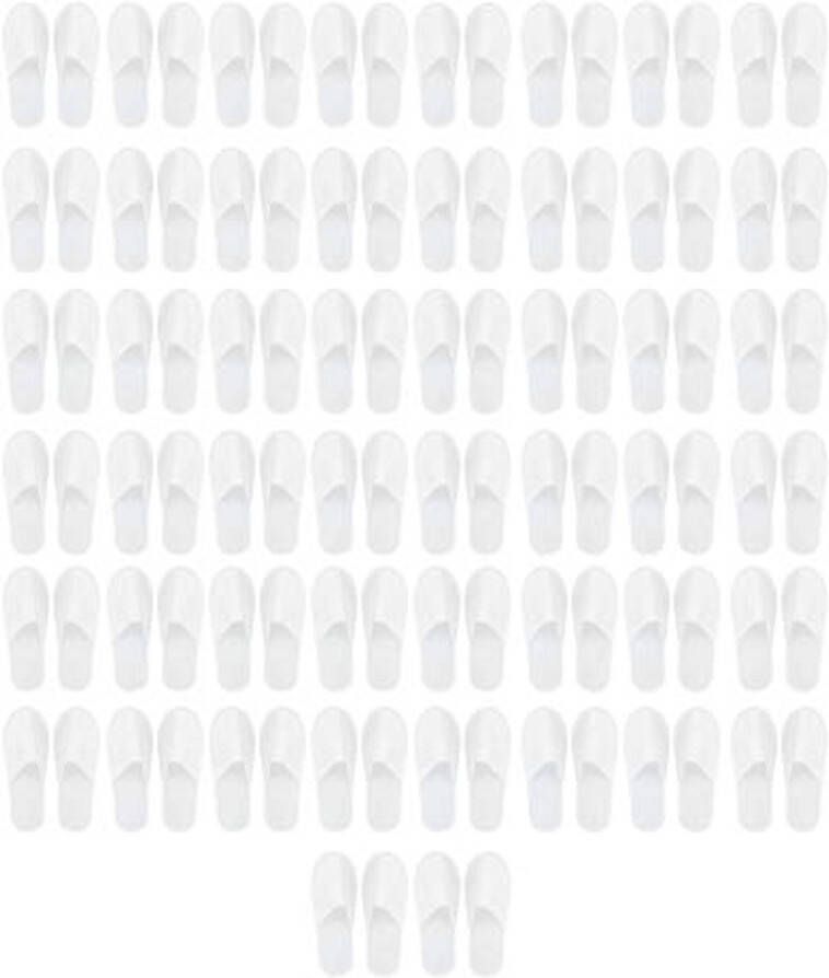 Guest Slippers 50 Pairs Portable Non Slip Slippers for Hotel & Travel for and (3mm Non-Woven Fabric) White One Size White