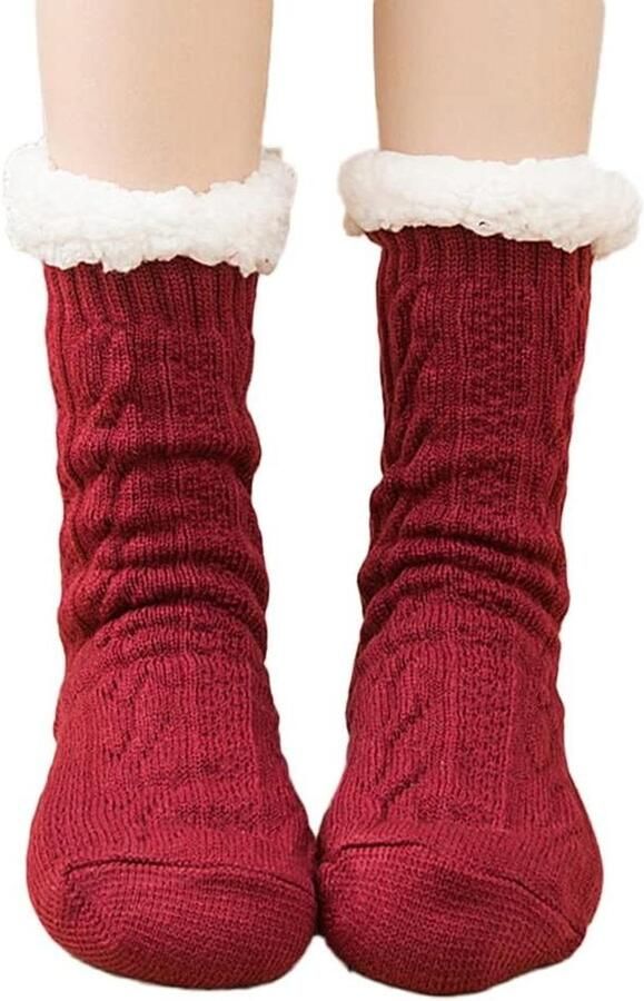 GUOCU Warm Thick Winter Socks with Non-Slip Sole Cuddly Socks for Women Warm Stopper Socks House Socks Winter Gift Fluffy Christmas Socks Soft Slippers Thermal Socks color