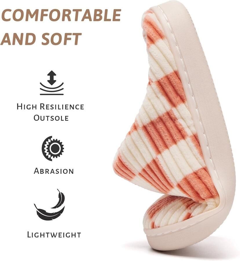 Sloffen Fuzzy Pantoffels Slip op Anti-Slip Zool Winter Warm Slaapkamer Huisslippers Binnen(Oranje 26 27 EU)