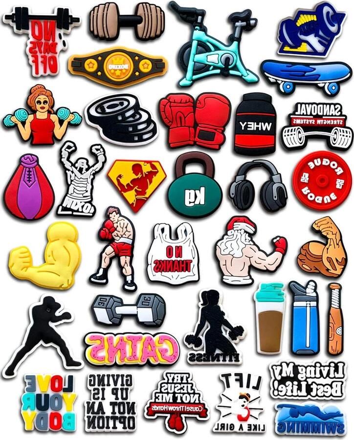 Gym Schoen Decoratie Fitness Charms Schoenen Personaliseren PVC Materiaal 35 stuks Multicolor