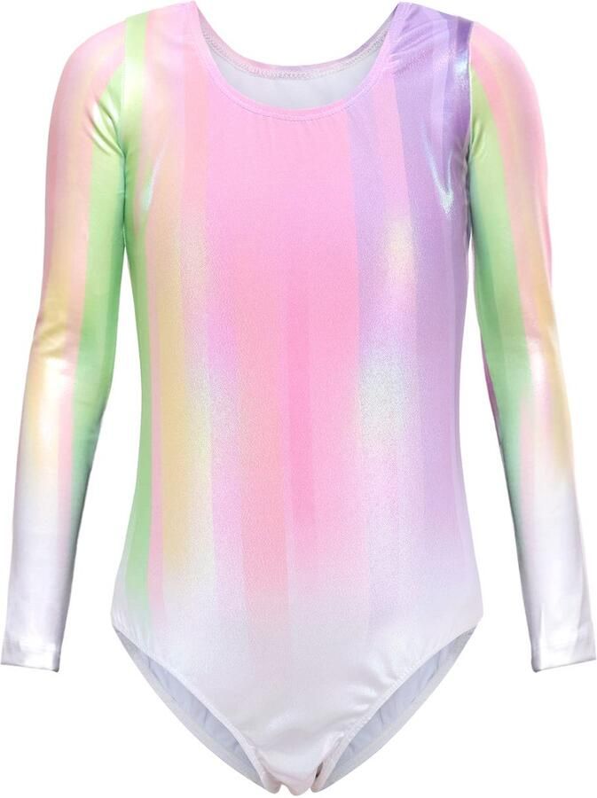 Gymnastiek Turnpakjes Lichaamspakjes Dans Klassieke gymnastiek Balletgymnastiek Mouwloos Met lange mouwen voor meisjes voor kinderen van Roze lange mouwen - Foto 2