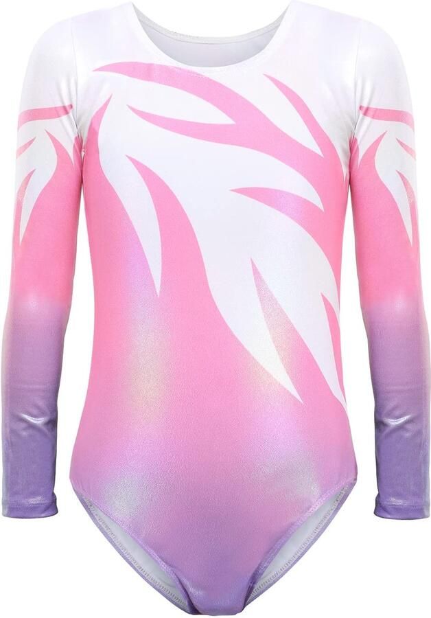 Gymnastiek Turnpakjes Lichaamspakjes Dans Klassieke gymnastiek Balletgymnastiek Mouwloos Met lange mouwen voor meisjes voor kinderen van Roze lange mouwen