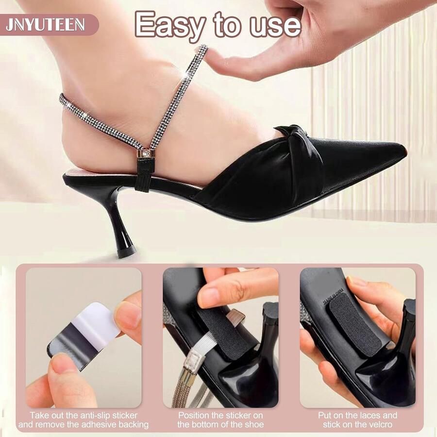 Hakken Schoenbanden 4 Pairs Afneembare Sandalen Lussen Elastisch met Hechtingspads Versterkt Loopcomfort m-winkel