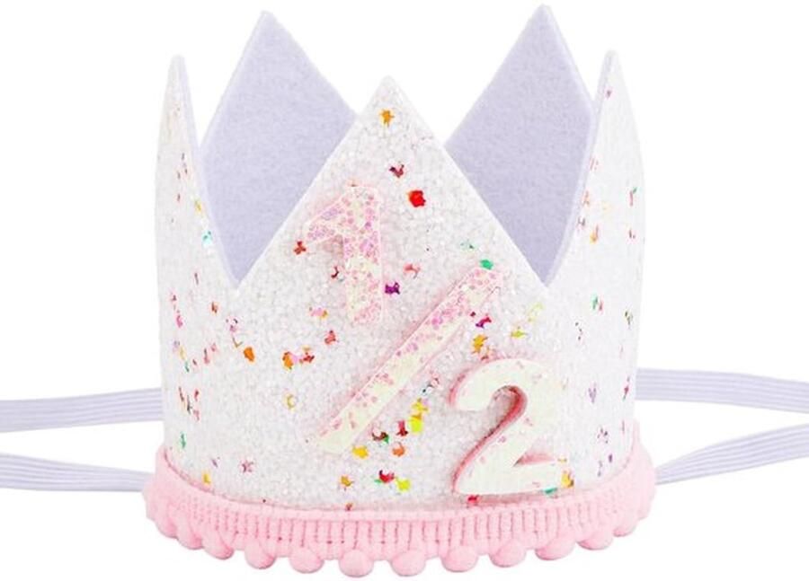Halve verjaardagskroonhoed voor meisjes met kleurrijke stippen ideaal als feestoutfitaccessoire en fotorekwisiet verjaardag en decoratie