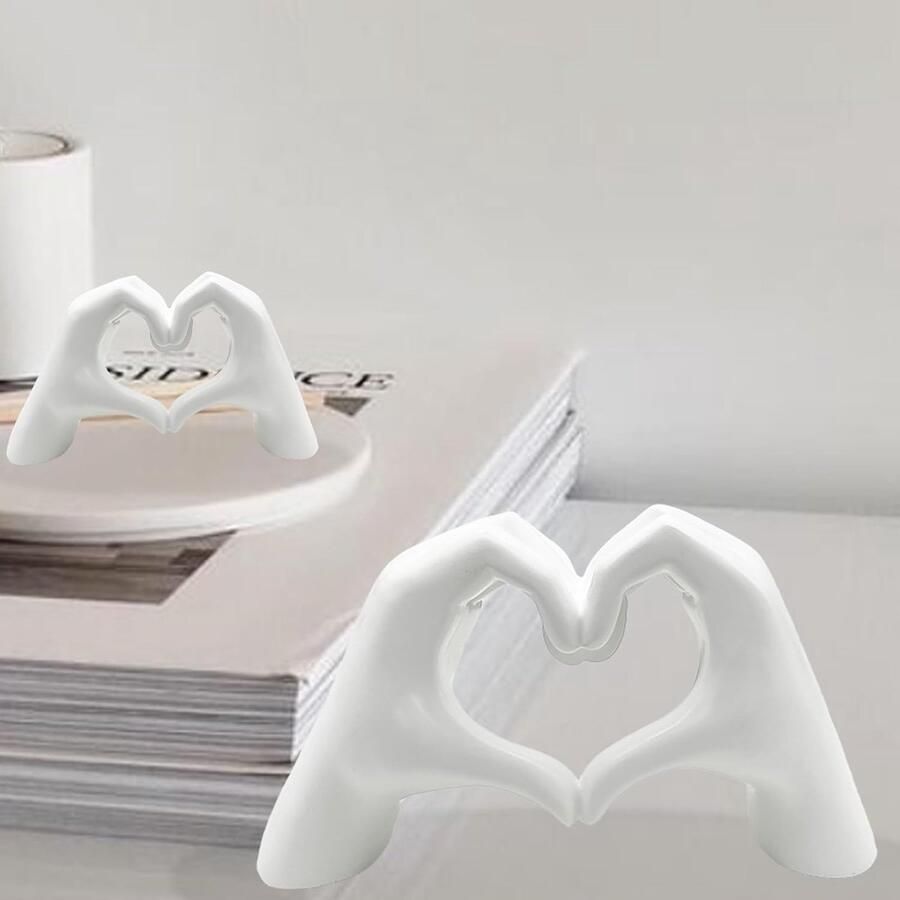 Handbeeld harthand sculptuur liefde vinger standbeeld harthanden standbeeld gebaren standbeelden en sculpturen romantisch beeld woondecoratie voor woonkamer kamer kantoor wit (2