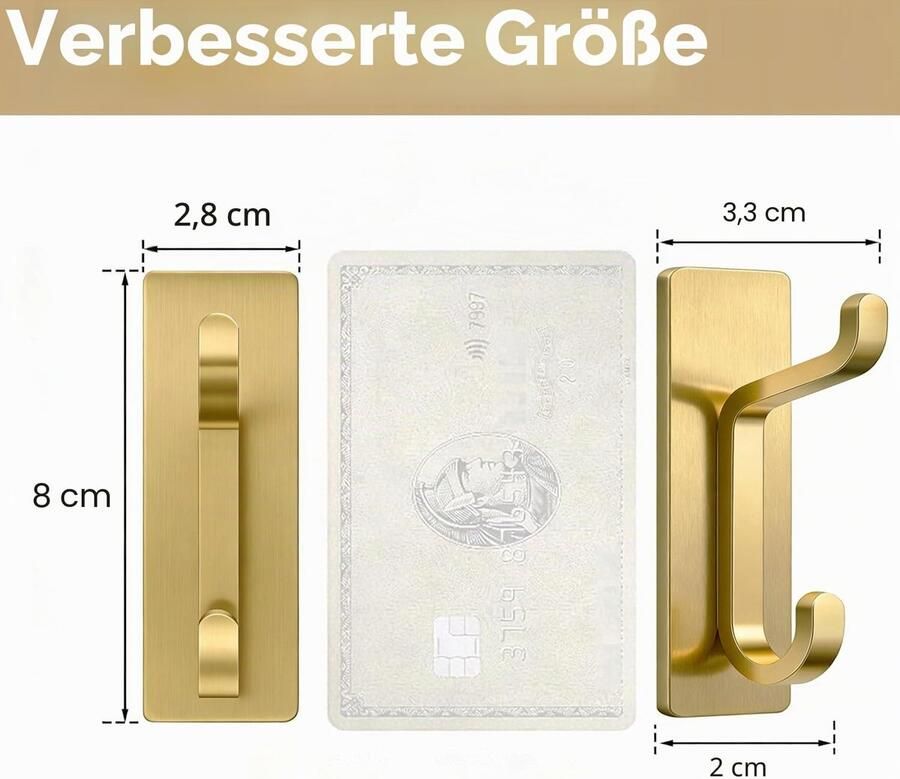 Handdoekhaak: 6 kg extra sterke zelfklevende haken zelfklevende wandhaken voor de badkamer handdoekhaken en kapstokhaken set van 4 goud