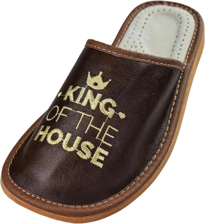 Handgemaakte Pantoffels van Natuurlijk Leer voor Heren met Bierdetail