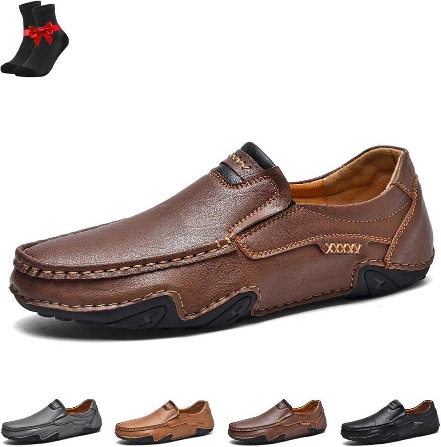 Handgestikte Leren Heren Loafers Platte Instappers voor Comfort en Flexibiliteit