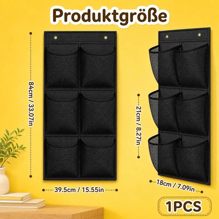 Hangend zonder boren voor deur en muur ruimtebesparende schoenenorganizer camping met 6 vakken voor sneakers tot opvouwbare opbergoplossing voor camper zwart