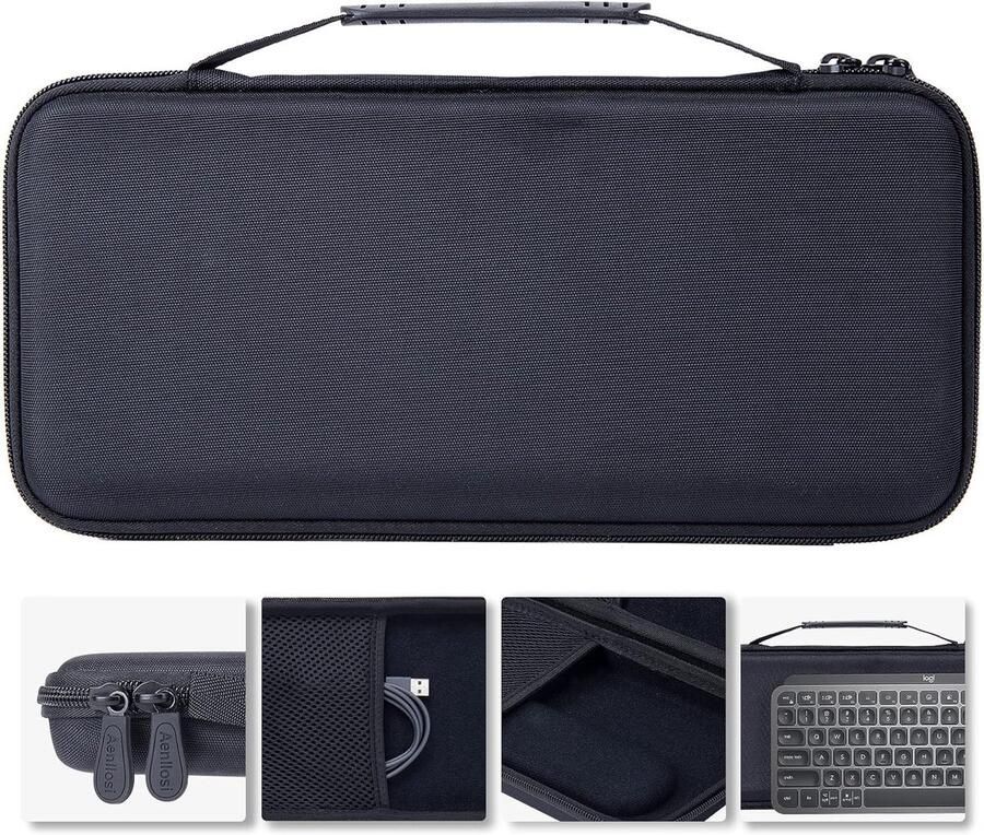 Harde hoes voor Logitech MX Keys Mini verlicht WRLS-toetsenbord alleen beschermhoes (zwart)