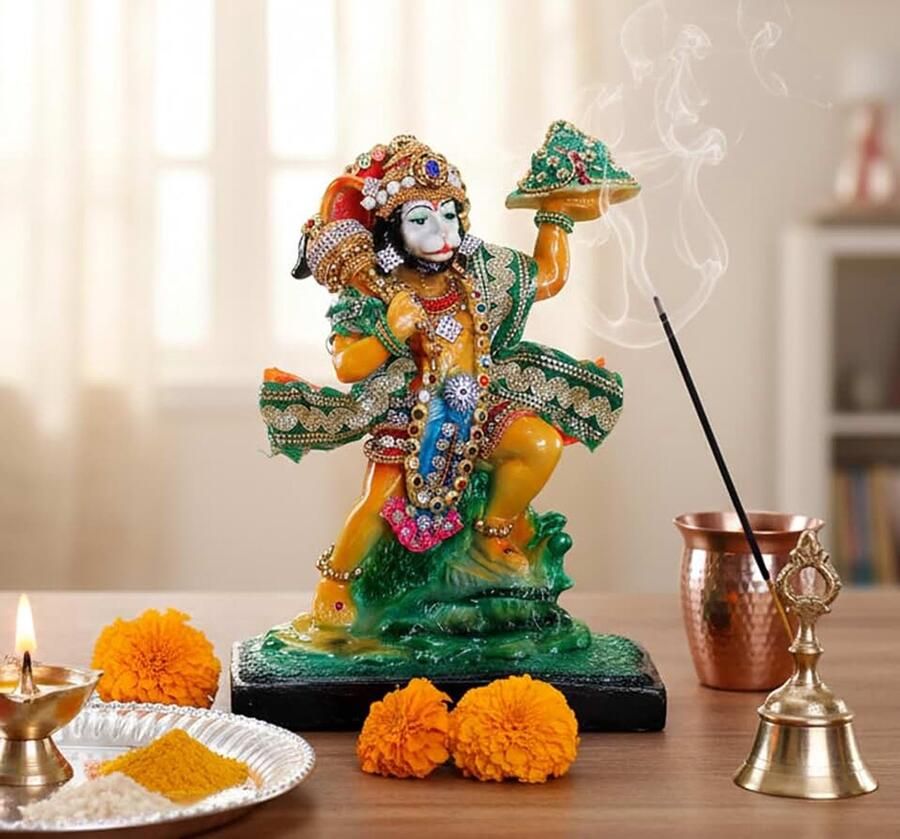 Hars Hanuman Anjaneya Pavan Putra idool Murti Moorti standbeeld 8 5 inch Pooja Idols Woondecoratie