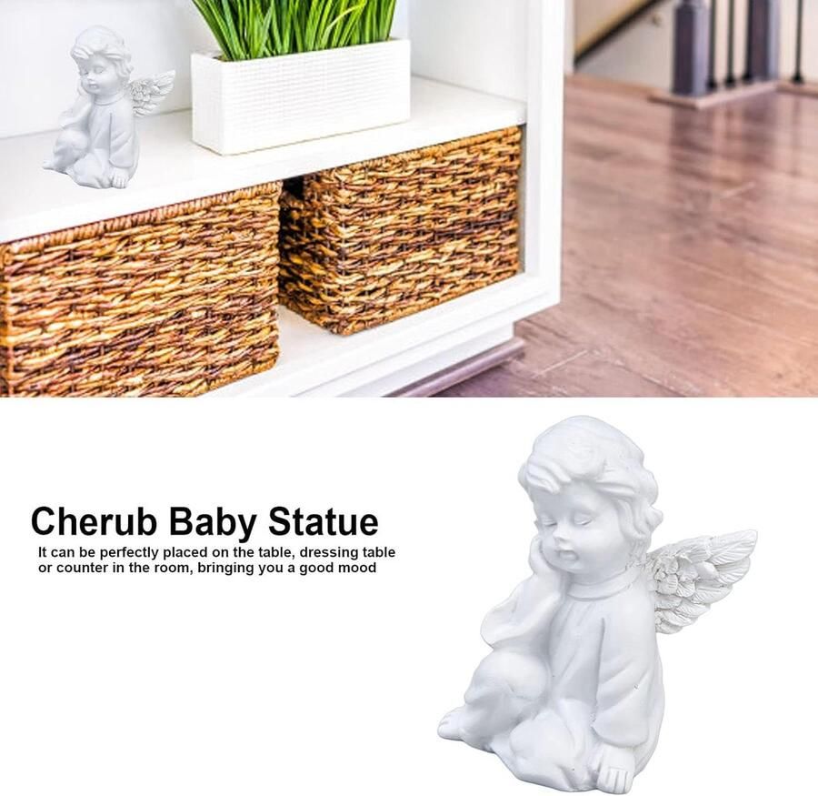 Hars Tuin Standbeeld Beeldje Cherub Standbeeld Angel Standbeeld Beeldje Angel Sculptuur Indoor Outdoor Huis Tuin Decoratie(B)