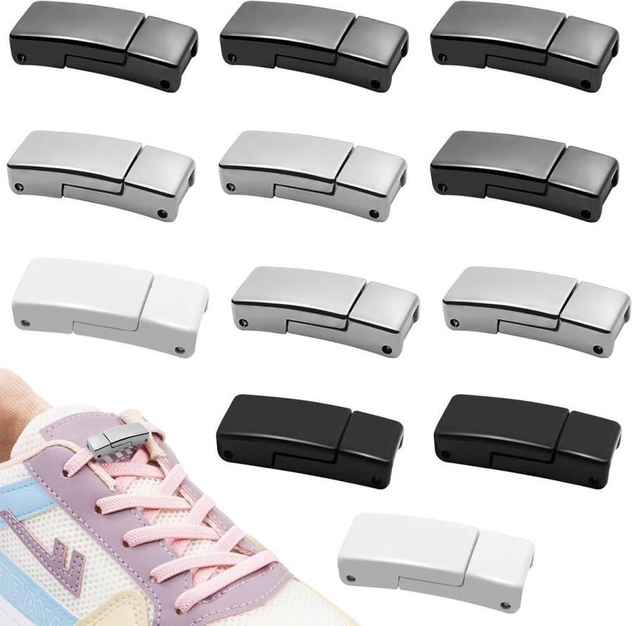 HavaCue Veterset 12 stuks 4 Kleuren Magneetveters Snelsluiting voor Sneakers Vetersluiting voor Vrijetijdsschoenen