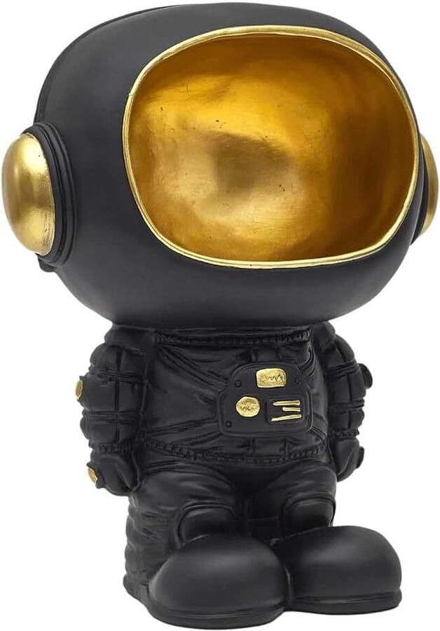 HD0160 Black Empty Pocket Astronaut Statue Modern and Practical Decorative Object Futuristic Design Ideal for Living Room or Office Size: Color: Black and Gold