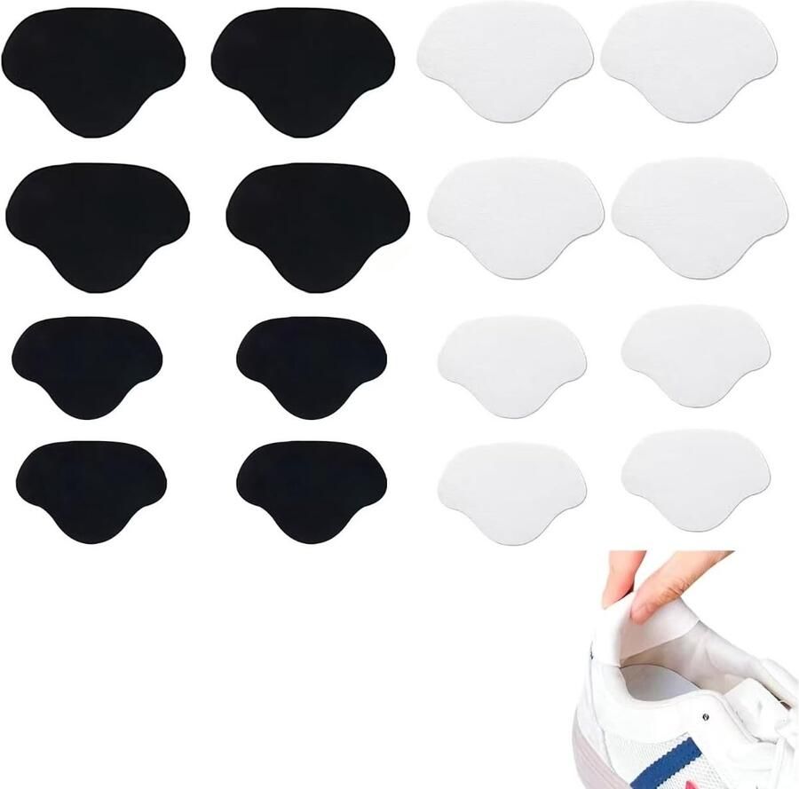 Heelpads voor Schoenen Bescher de Heelpads voor Duurzame Herstel van Hielgaten Geschikt voor Sneakers en Sportschoenen 16 Stuks in Zwart en Wit