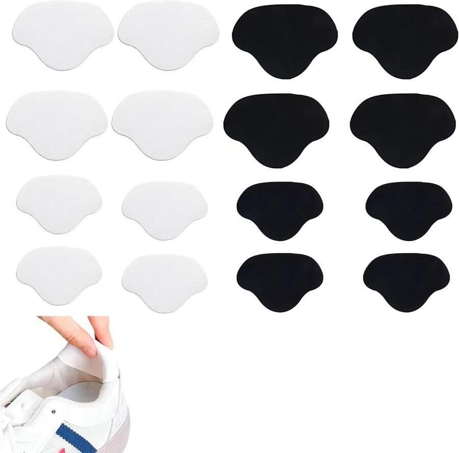 Heelpads voor Schoenen Duurzame Reparatie van Hielgaten Bescherming voor Sneakers en Sportschoenen 16 Stuks in Zwart en Wit