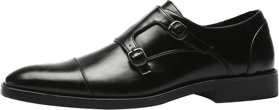 Heer Slim Cap Teen Dubbele Gesp Monniksschoenen Kunstleer Formeel Nette Schoenen