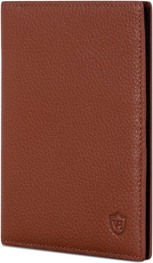 HEESEN Lederen paspoorthoes met RFID-bescherming voor en bruin (cognac) Portretformaat