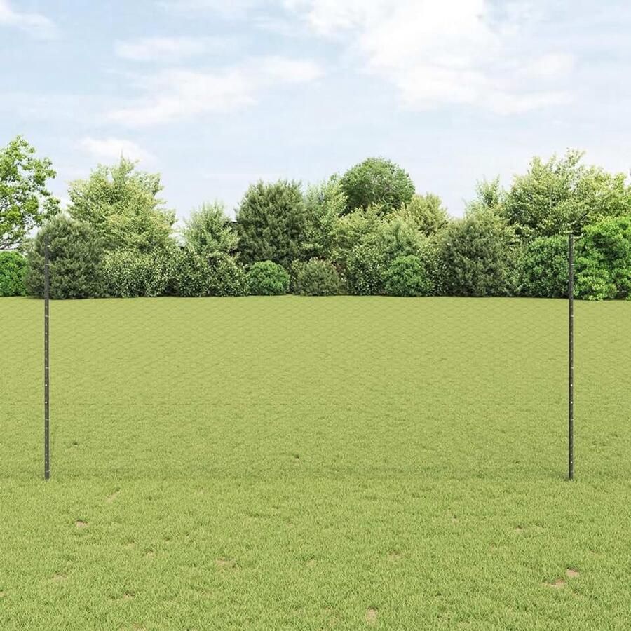 Hekpalen 22 stuks U-kanaal grijs staal zeshoekig hek grijs 1 4 x 25 m staal tuinhekken draadomheining voor hekken groentebedden kippenren weideperceel