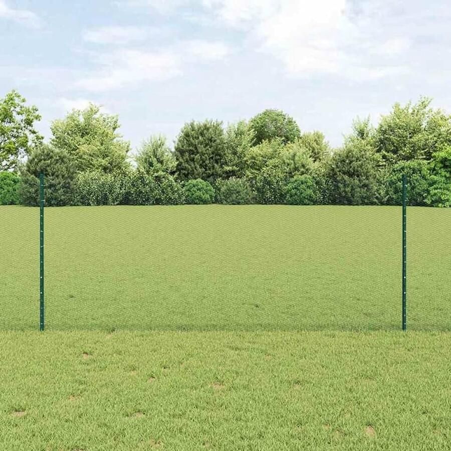 Hekpalen 5 stuks U-Channel groen staal zeshoekig hek groen 1x10 m staal tuinhekken draadomheining voor hekken groentebedden kippenren weideperceel