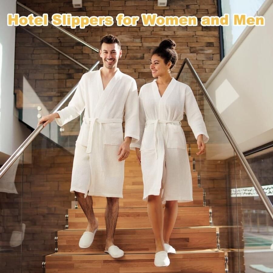 Duurzame Witte Herbruikbare Slippers voor Gasten Antislip Ideaal voor Thuis Douche en Badkamer Geschikt voor nen en