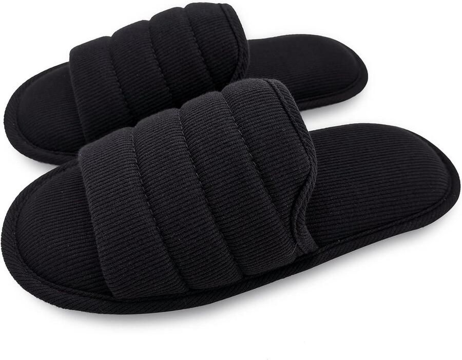 Heren Ademende Katoenen Open Teen Pantoffels met Traagschuim en Antislipzool