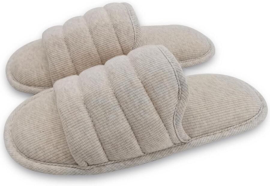 Heren Ademende Katoenen Slippers met Open Neus en Memory Foam Zool