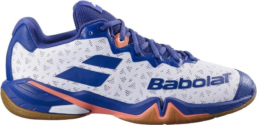 Heren Badmintonschoenen Wit Marineblauw Smalle Schacht en Optimale Grip