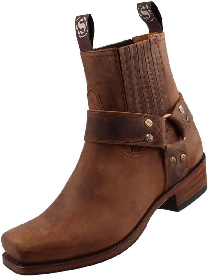 Heren Bikerlaarzen Leer Klassieke Model Vierkante Neus