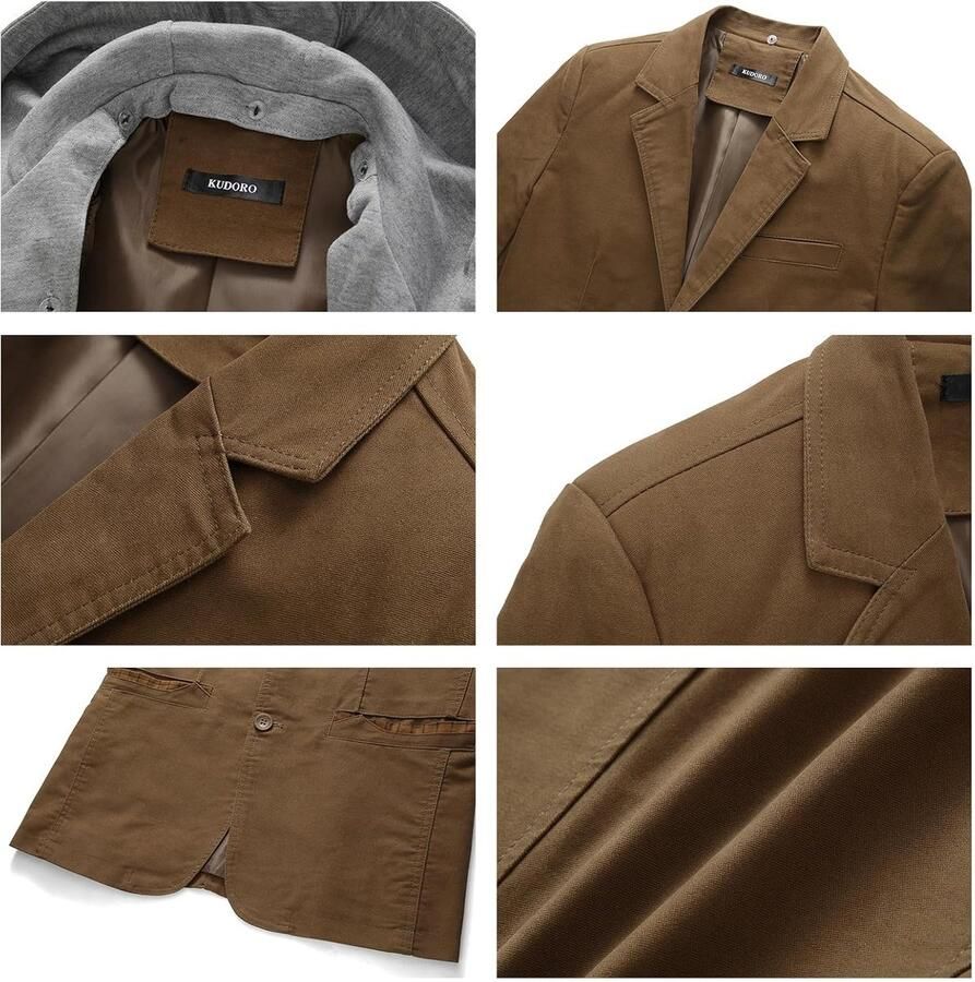 Heren blazer jas met afneembare capuchon slim fit pak jassen twee knopen casual smoking voor mannen klassieke blazer