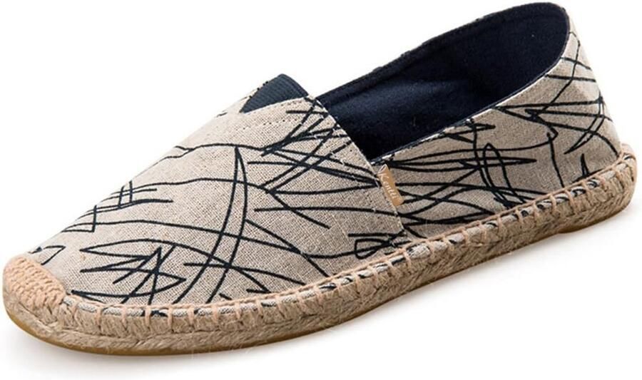 Heren Canvas Espadrilles Platte Instapschoenen met Graffiti Print