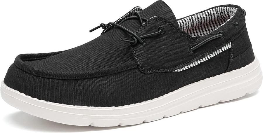 Heren Canvas Instappers Casual Zwarte Lichte Slip-On Zomerschoenen